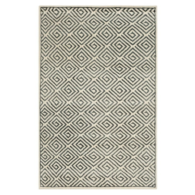 SAFAVIEH Mosaic Jonathan Geometric Square Wool Area Rug, Ivory/Grey, 5' x 8'