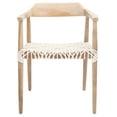 thumbnail image 1 of SAFAVIEH Munro Leather Woven Accent Chairs, Unfinished Natural (Teak Wood Frame)/White (Leather Seat) (22 in. W x 20.5 in. D x 28.5 in. H), 1 of 10