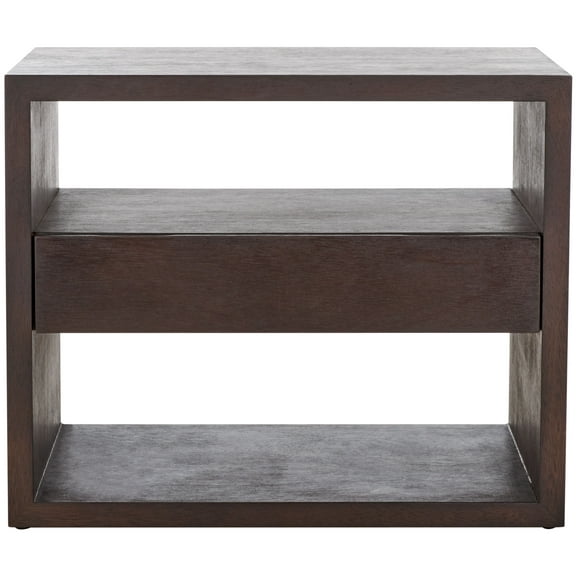 SAFAVIEH Munson Amish 2 Shelf 1 Drawer Nightstand, Dark Oak (27 in. W x 15 in. D x 22 in. H)
