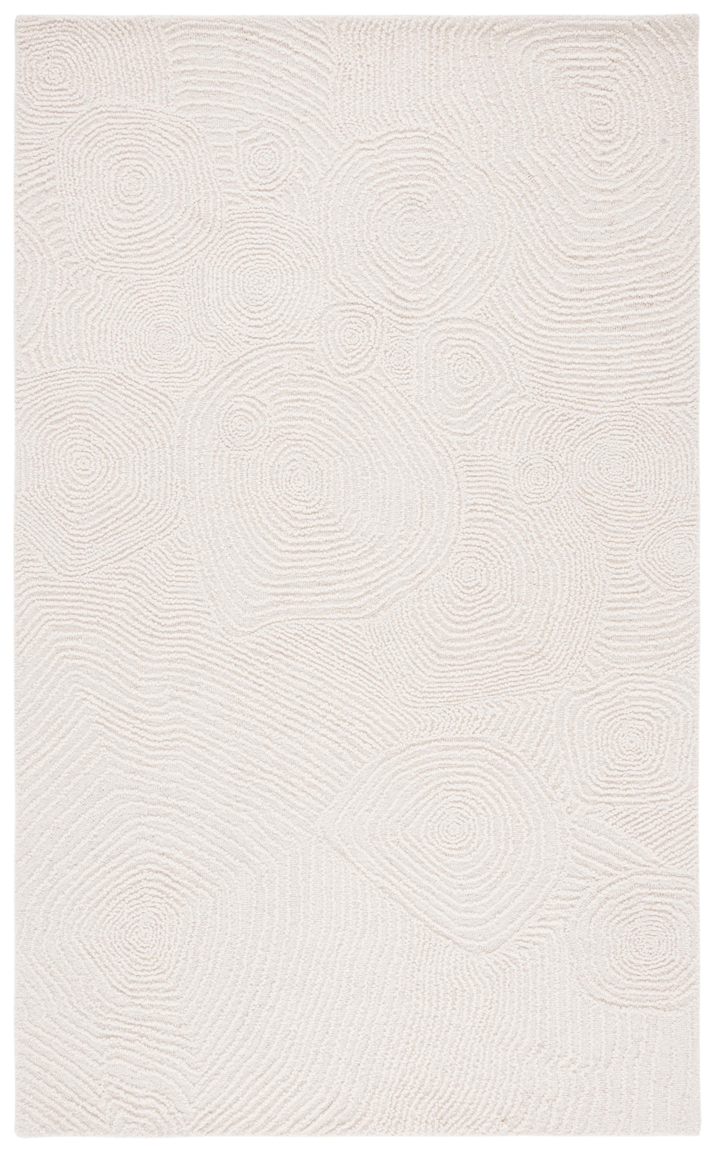 Ivory Abstract Tufted Handmade Wool Area Rug, 6' x 9'