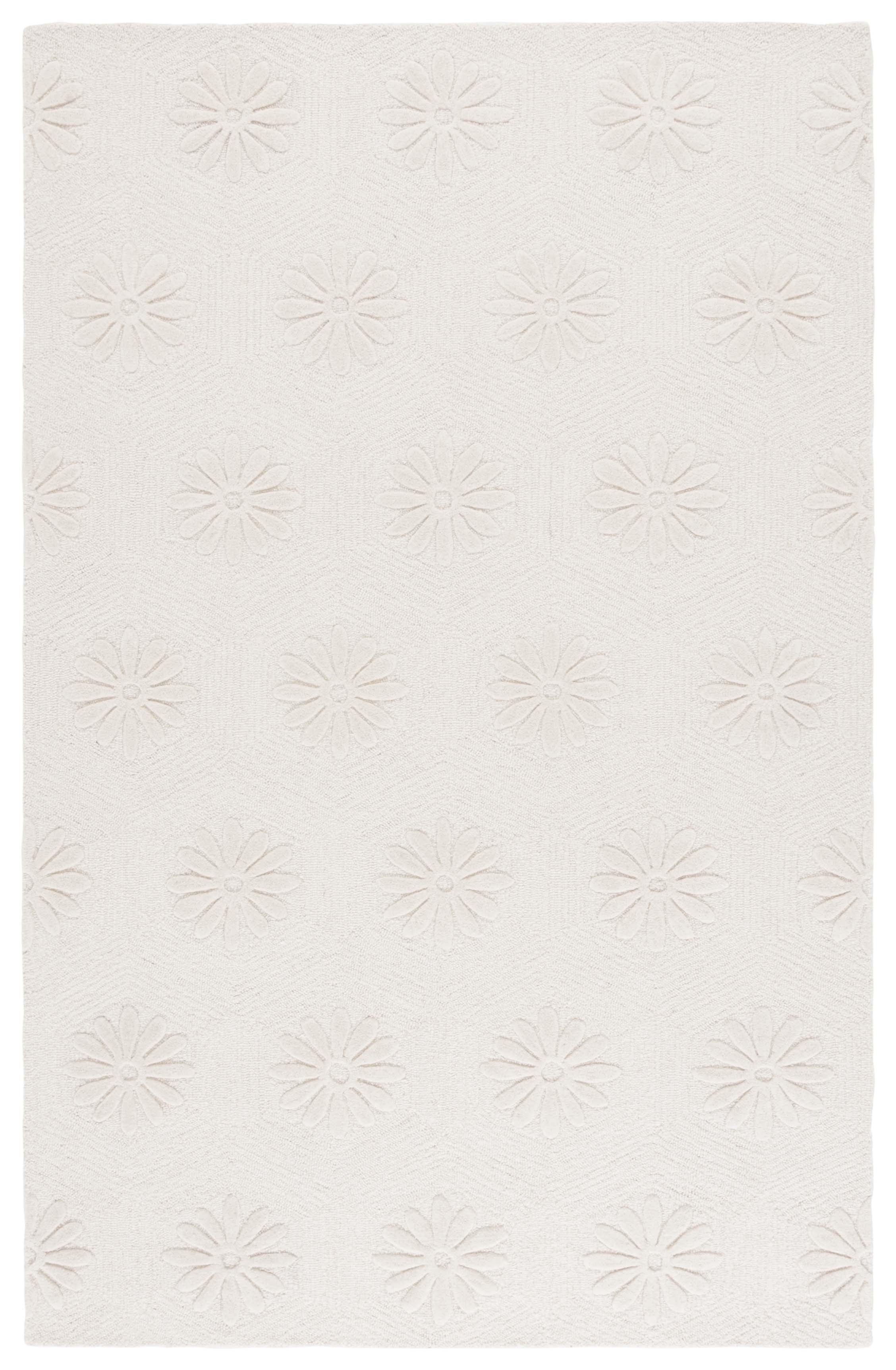 Ivory Hand-Tufted Wool Rectangular Accent Rug, 3' x 5'