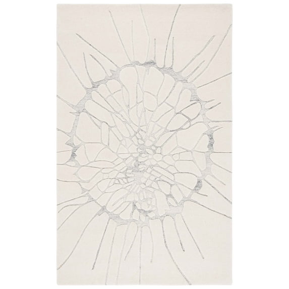 SAFAVIEH Mykonos Kentigern Abstract Area Rug, Ivory/Silver, 4' x 6'