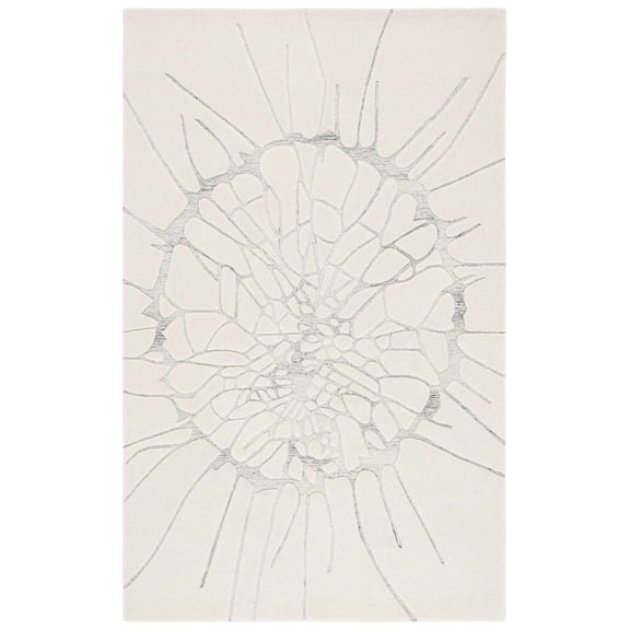 SAFAVIEH Mykonos Kentigern Abstract Area Rug, Ivory/Silver, 4' x 6'