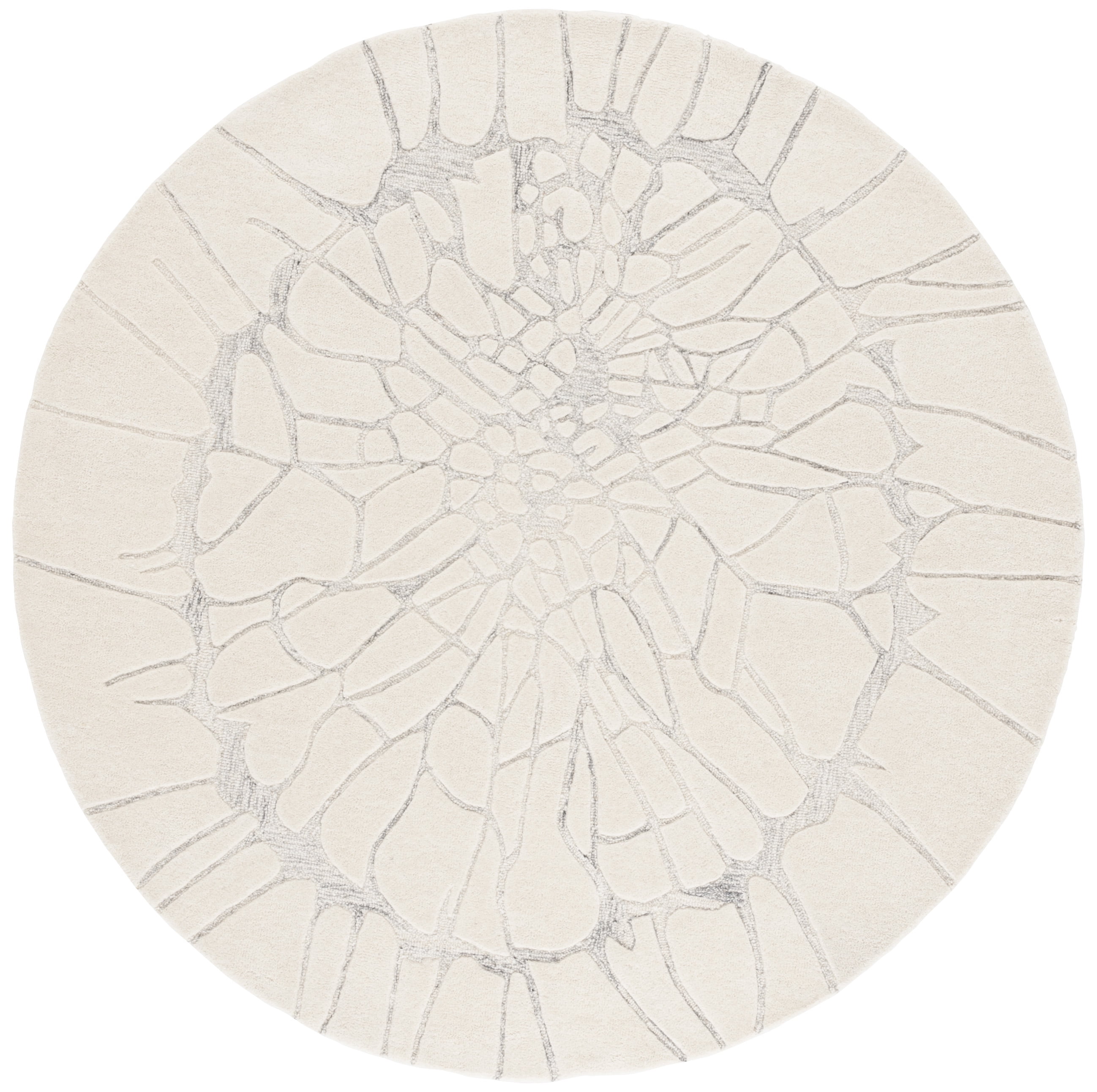 SAFAVIEH Mykonos Kentigern Abstract Area Rug, Ivory/Silver, 6' x 6' Round