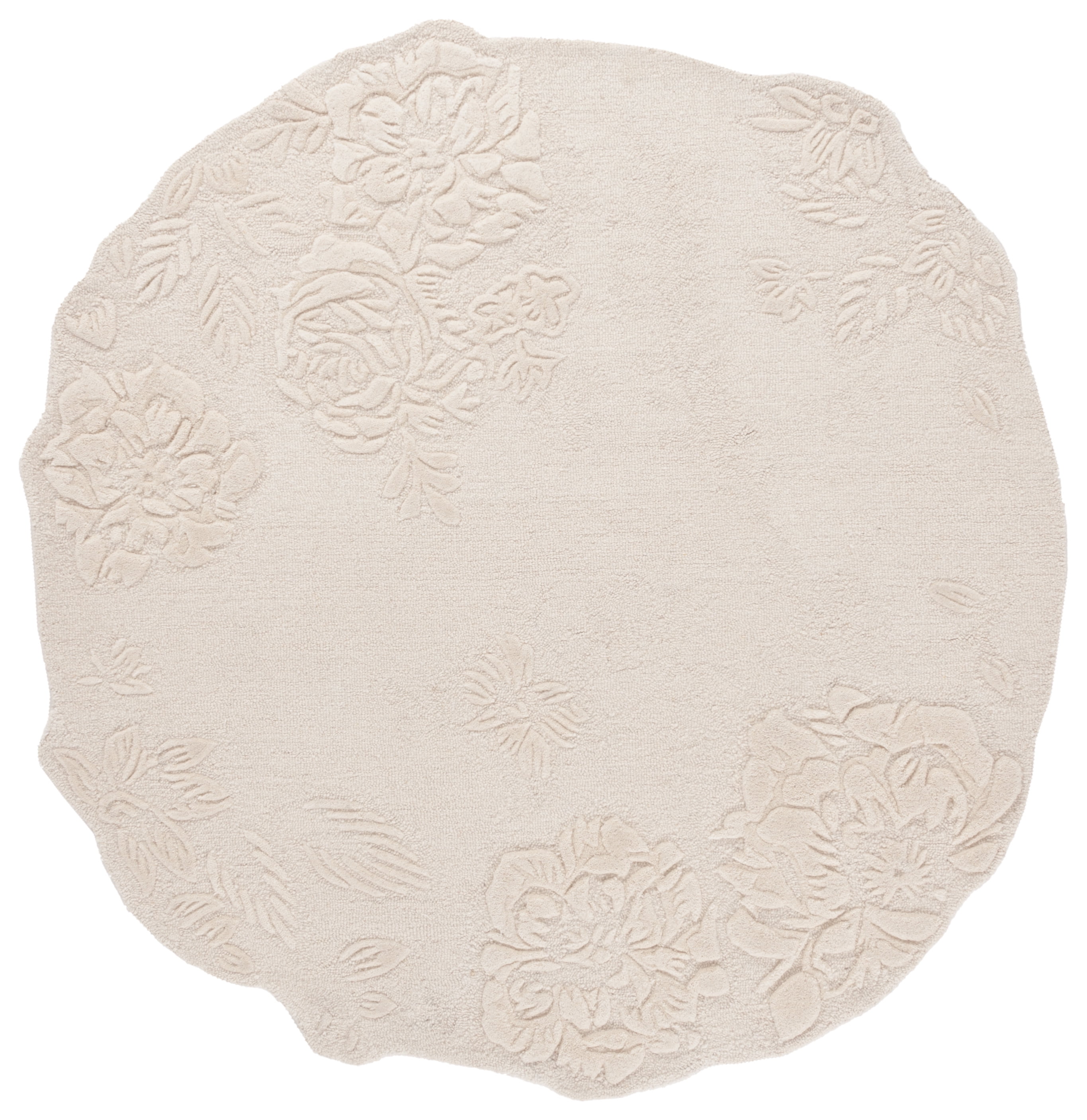 SAFAVIEH Mykonos Maiara Floral Area Rug, Ivory, 6' x 6' Round