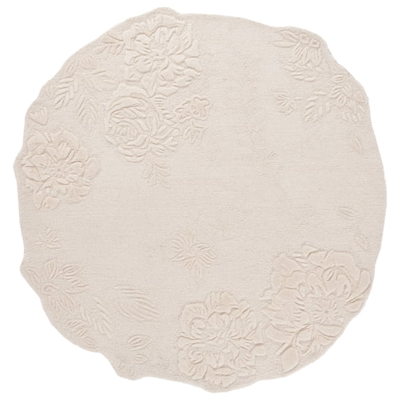 SAFAVIEH Mykonos Maiara Floral Area Rug, Ivory, 6' x 6' Round