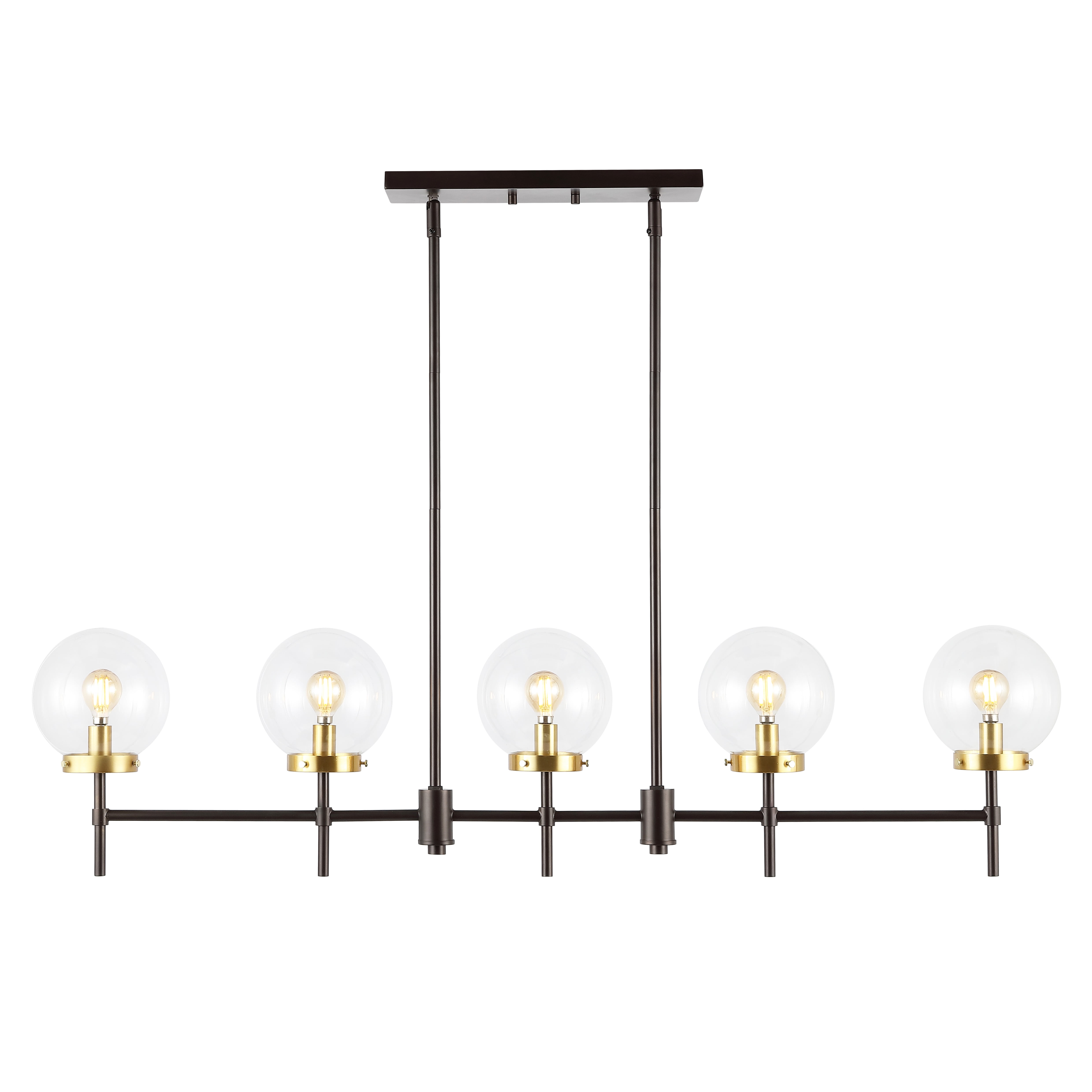 SAFAVIEH Mylah 5-Light LED Oil Rub Bronze Iron Pendant Light with Clear Shade