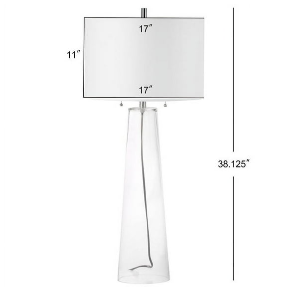 SAFAVIEH Myrtle 38 in. H Glass Column Table Lamp, Clear, Set of 2
