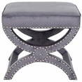 thumbnail image 1 of SAFAVIEH Mystic Glam Upholstered Square Ottoman w/ Silver Nail Heads, Grey, 1 of 2