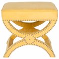 thumbnail image 1 of SAFAVIEH Mystic Glam Upholstered Square Ottoman w/ Silver Nail Heads, Yellow, 1 of 2