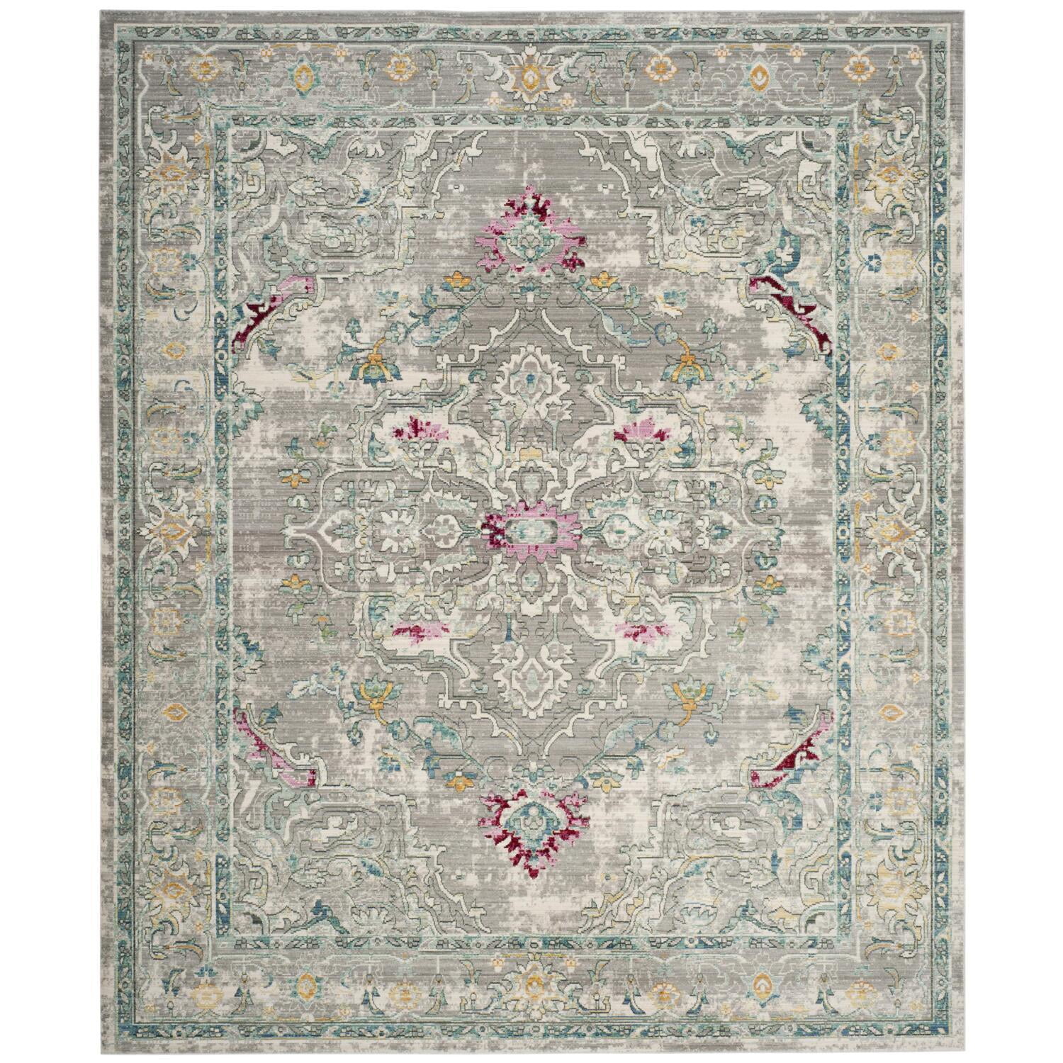 Gray and Multicolor Synthetic Abstract Rectangular 8' x 10' Area Rug