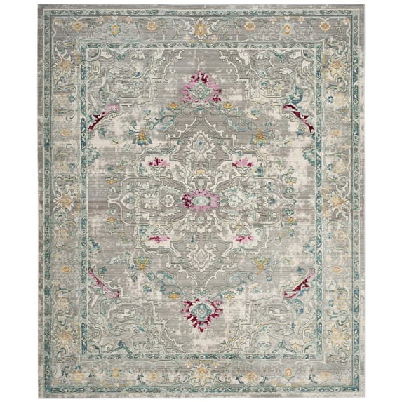 SAFAVIEH Mystique Dimitri Oriental Polyester Area Rug, Grey/Multi, 8' x 10'