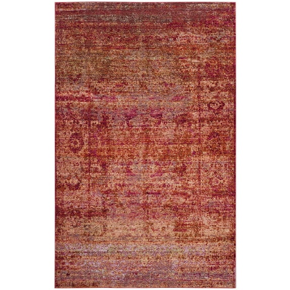 SAFAVIEH Mystique Durward Overdyed Polyester Area Rug, Fuchsia/Multi, 5' x 8'