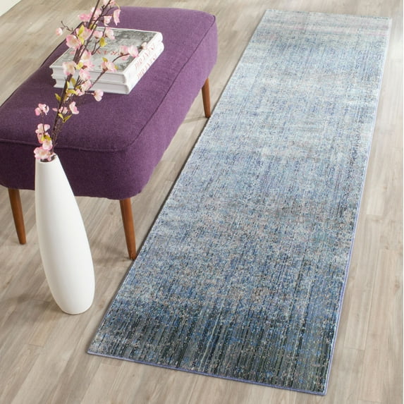 SAFAVIEH Mystique Durward Overdyed Polyester Runner Rug, Blue/Multi, 2'3" x 12'