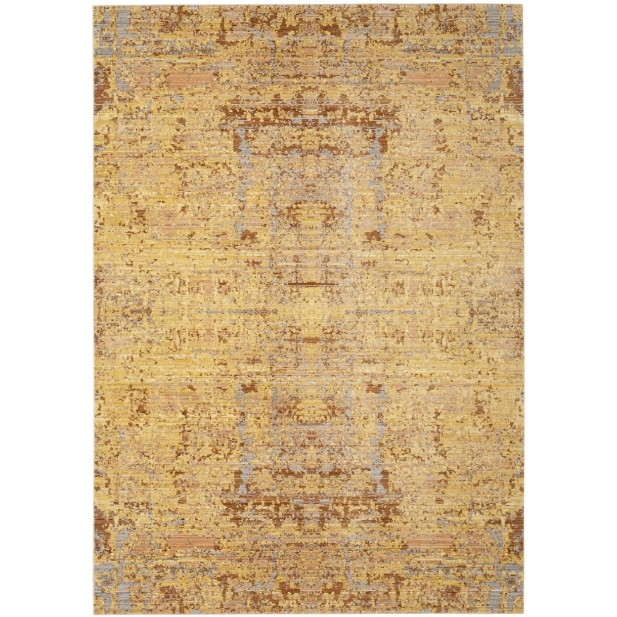 Abstract Gold & Multicolor Synthetic 4' x 6' Hand-Knotted Area Rug
