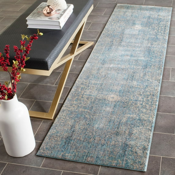 SAFAVIEH Mystique Gabriel Overdyed Polyester Runner Rug, Teal/Multi, 2'3" x 6'