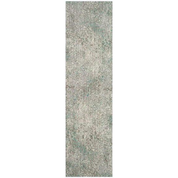 SAFAVIEH Mystique Graham Distressed Polyester Runner Rug, Grey/Light Blue, 2'3" x 8'