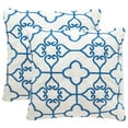 thumbnail image 1 of SAFAVIEH Nadia Soleil 20" x 20" Indoor/Outdoor Pillow, Royal Blue/Cream, Set of 2, 1 of 5