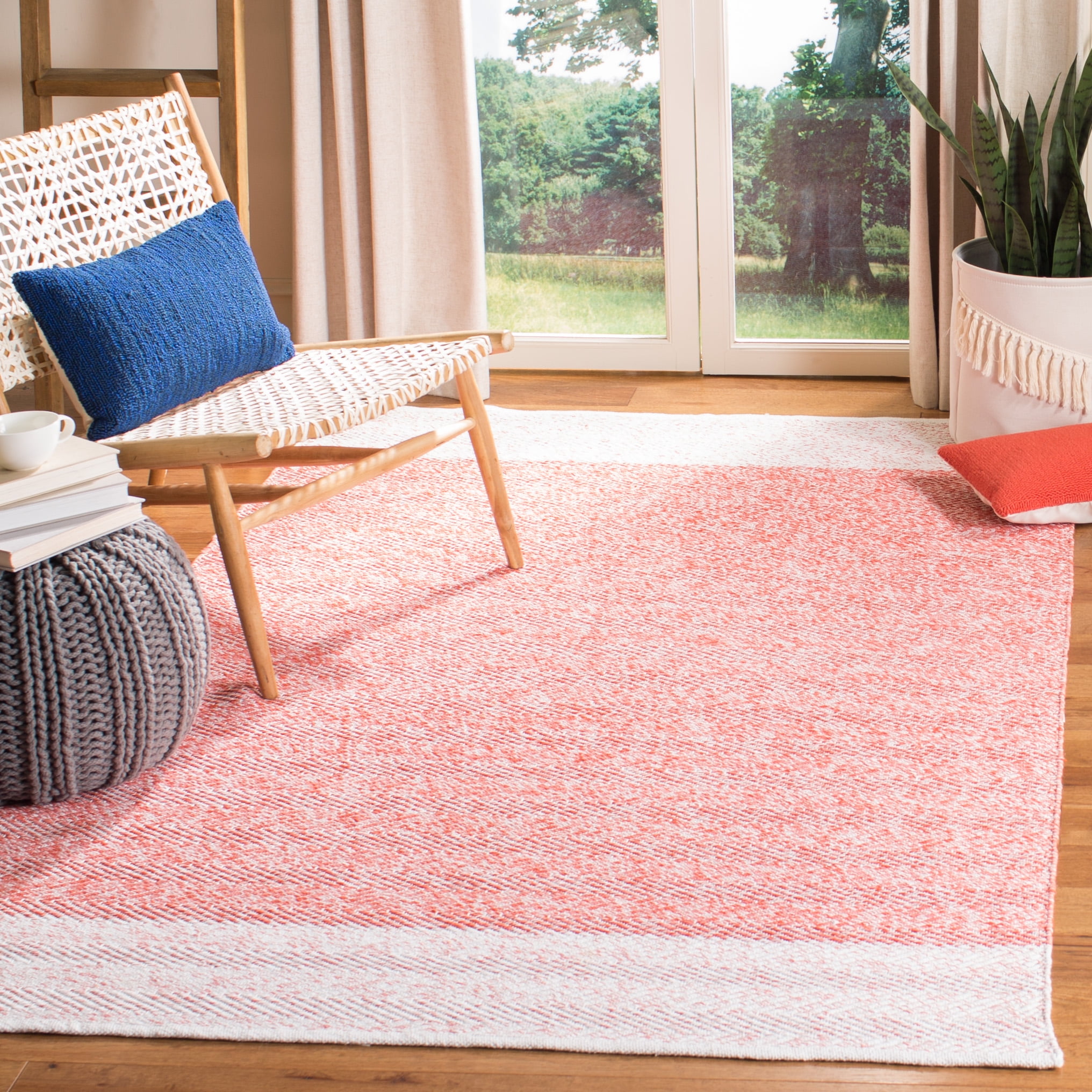 SAFAVIEH Nantucket Adria Geometric Chevron Area Rug, Ivory/Rust, 4' x 6'
