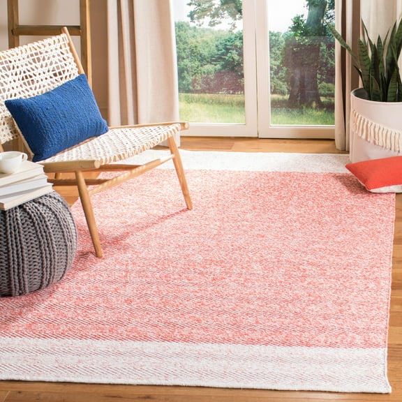 SAFAVIEH Nantucket Adria Geometric Chevron Area Rug, Ivory/Rust, 5' x 8'