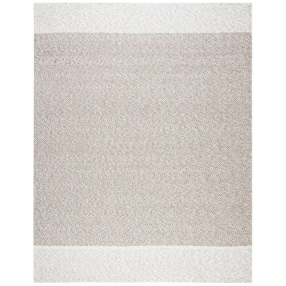 SAFAVIEH Nantucket Adria Geometric Chevron Area Rug, Ivory/Taupe, 5' x 8'