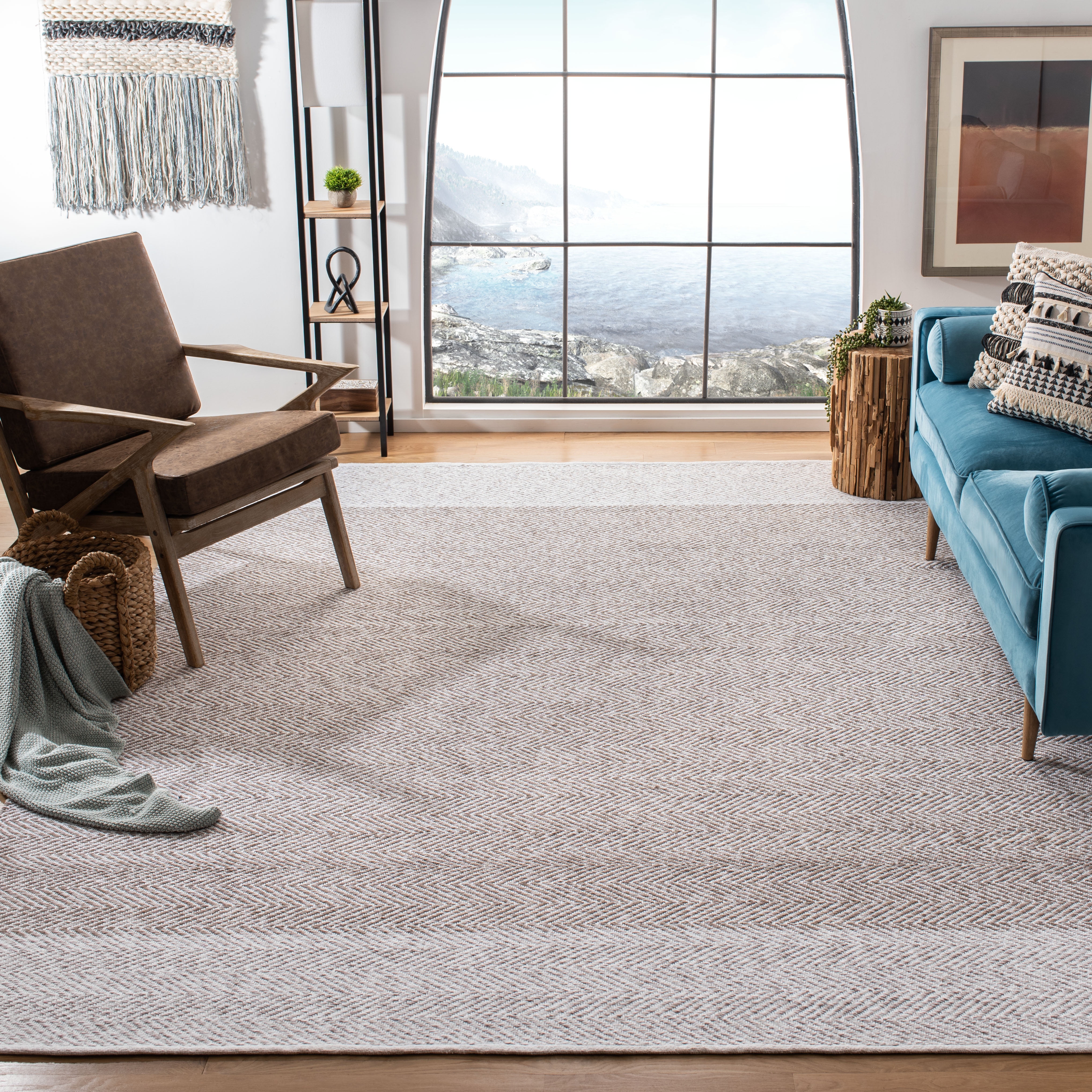 Ivory Taupe Hand-Tufted Cotton Rectangular Rug 8' x 10'