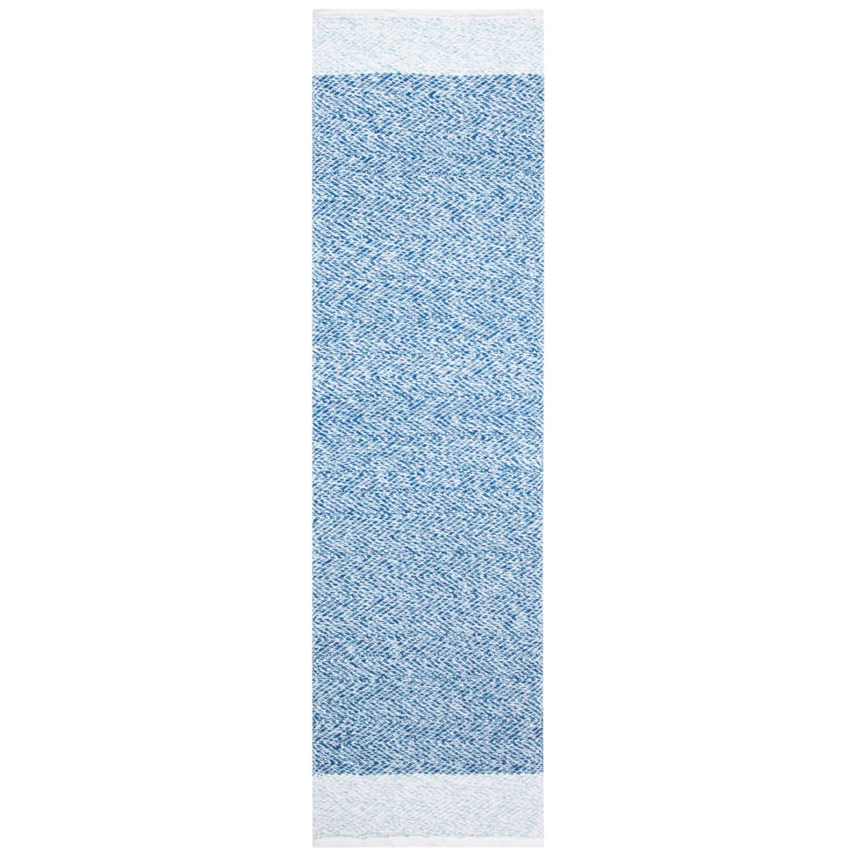 Ivory and Blue Handmade Tufted Cotton Runner Rug