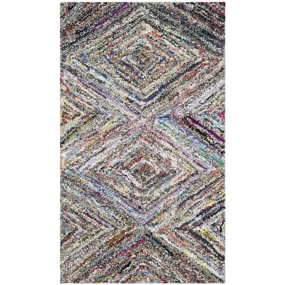 SAFAVIEH Nantucket Aimee Geometric Diamonds Cotton Area Rug, Multi, 2'3" x 4'