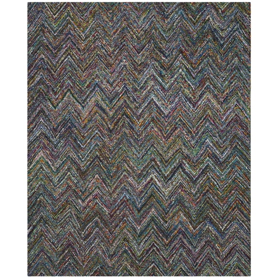 SAFAVIEH Nantucket Akilah Zigzag Stipes Cotton Area Rug, Blue/Multi, 10' x 14'