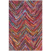 SAFAVIEH Nantucket Akilah Zigzag Stipes Cotton Area Rug, Pink/Multi, 2' x 3'