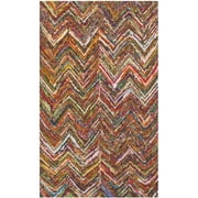 SAFAVIEH Nantucket Akilah Zigzag Stipes Cotton Area Rug, Red/Multi, 2' x 3'
