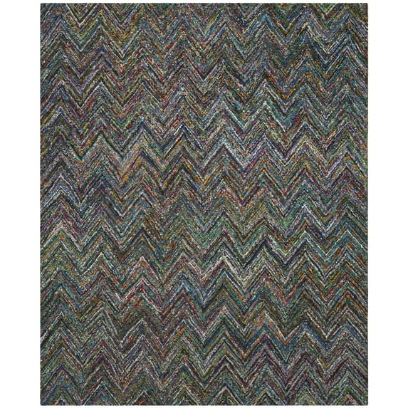 SAFAVIEH Nantucket Akilah Zigzag Stipes Cotton Runner Rug, Blue/Multi, 2'3" x 9'