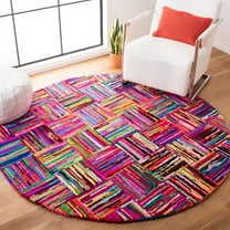 SAFAVIEH Nantucket Alfonso Geometric Cotton Area Rug, Multi, 6' x 6' Round