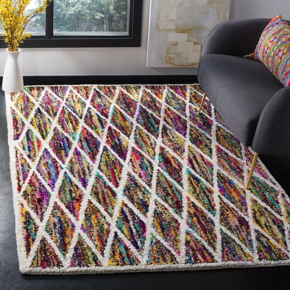 SAFAVIEH Nantucket Blanche Geometric Diamonds Cotton Area Rug, Multi, 6' x 9'