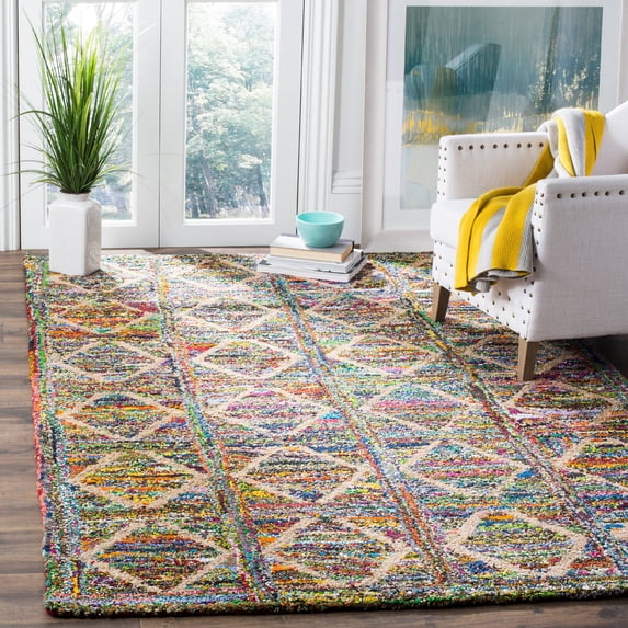 SAFAVIEH Nantucket Branden Geometric Cotton Area Rug, Multi, 6' x 9'