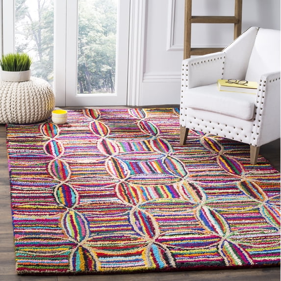 SAFAVIEH Nantucket Casimir Geometric Cotton Area Rug, Multi, 4' x 6'