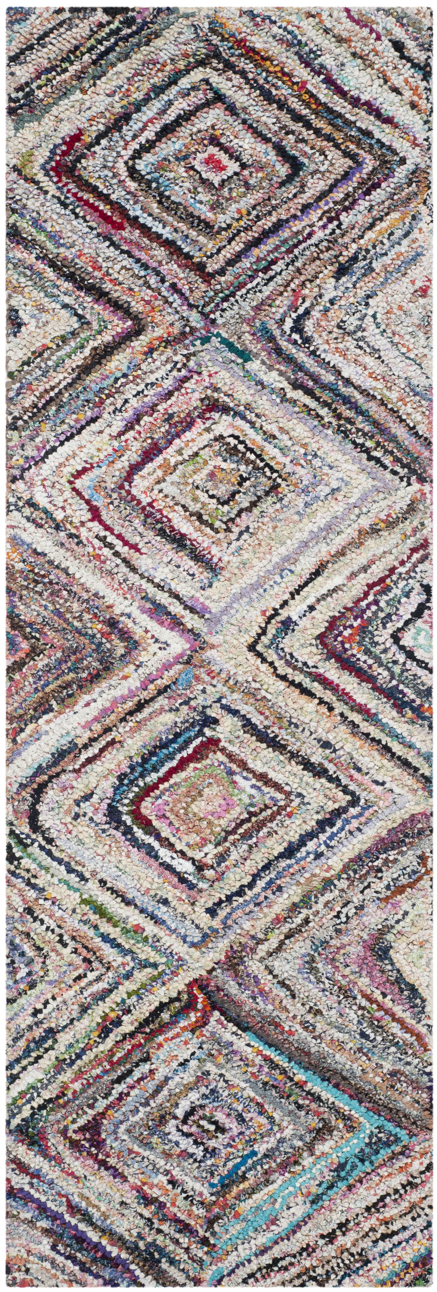 Hand-Tufted Colorful Cotton Geometric Runner Rug