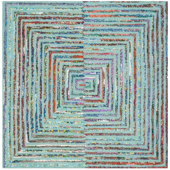 SAFAVIEH Nantucket Collection NAN603A Handmade Teal Rug
