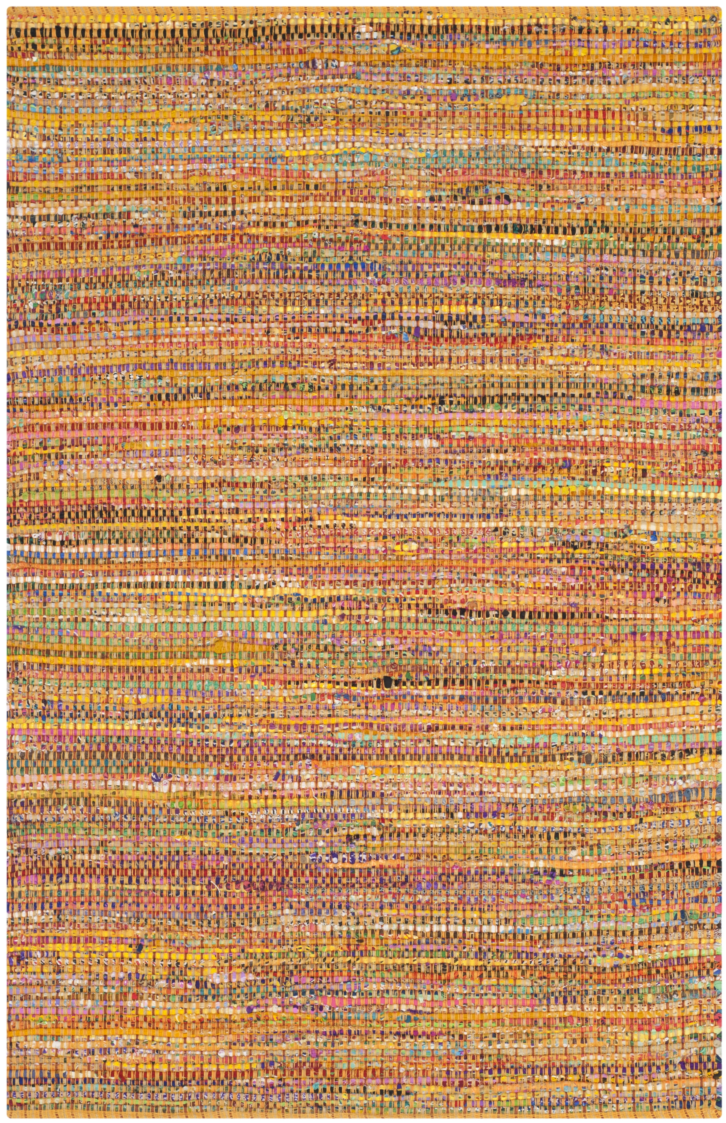 Yellow Multicolor Hand-Tufted Cotton 4' x 6' Area Rug