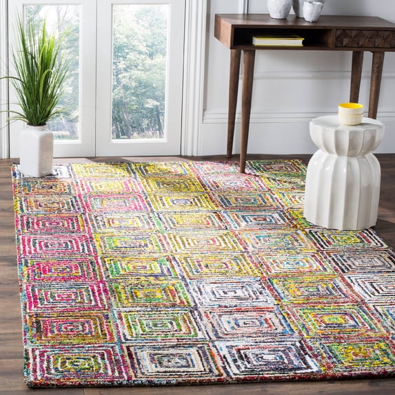 SAFAVIEH Nantucket Euanthe Checkered Squares Area Rug, Cream, 8' x 10'