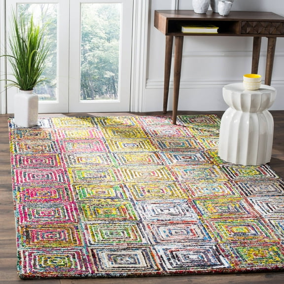 SAFAVIEH Nantucket Euanthe Checkered Squares Area Rug, Cream, 8' x 8' Square
