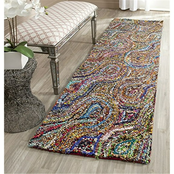 SAFAVIEH Nantucket Jerred Geometric Cotton Runner Rug, Multi, 2'3" x 7'
