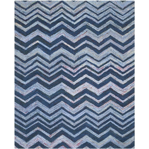 SAFAVIEH Nantucket Joella Zigzag Stripes Cotton Area Rug, Blue/Multi, 5' x 8'