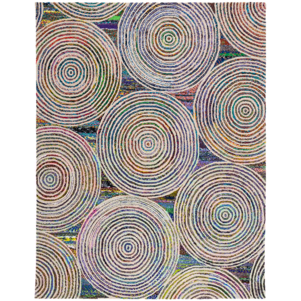 Hand-Tufted Multicolor Wool and Cotton Rectangular Rug