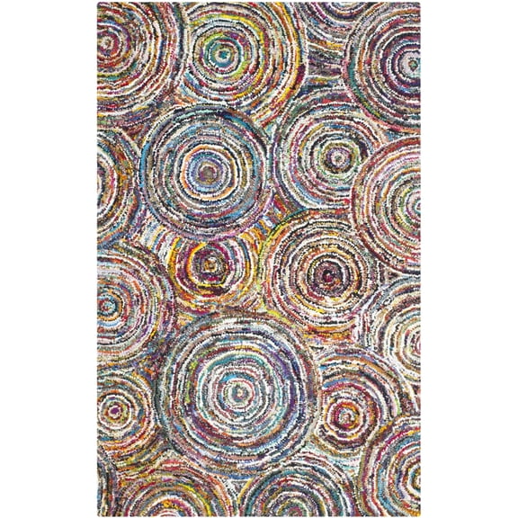 SAFAVIEH Nantucket Lactrice Geometric Circles Cotton Area Rug, Multi, 2' x 3'