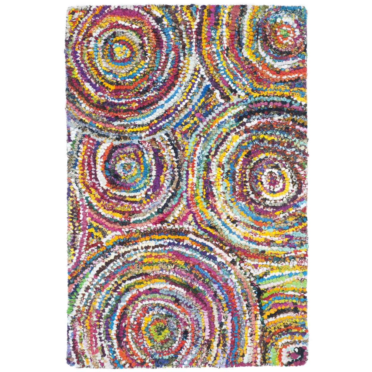 Handmade Multicolor Cotton Tufted Rectangular Rug 3' x 5'