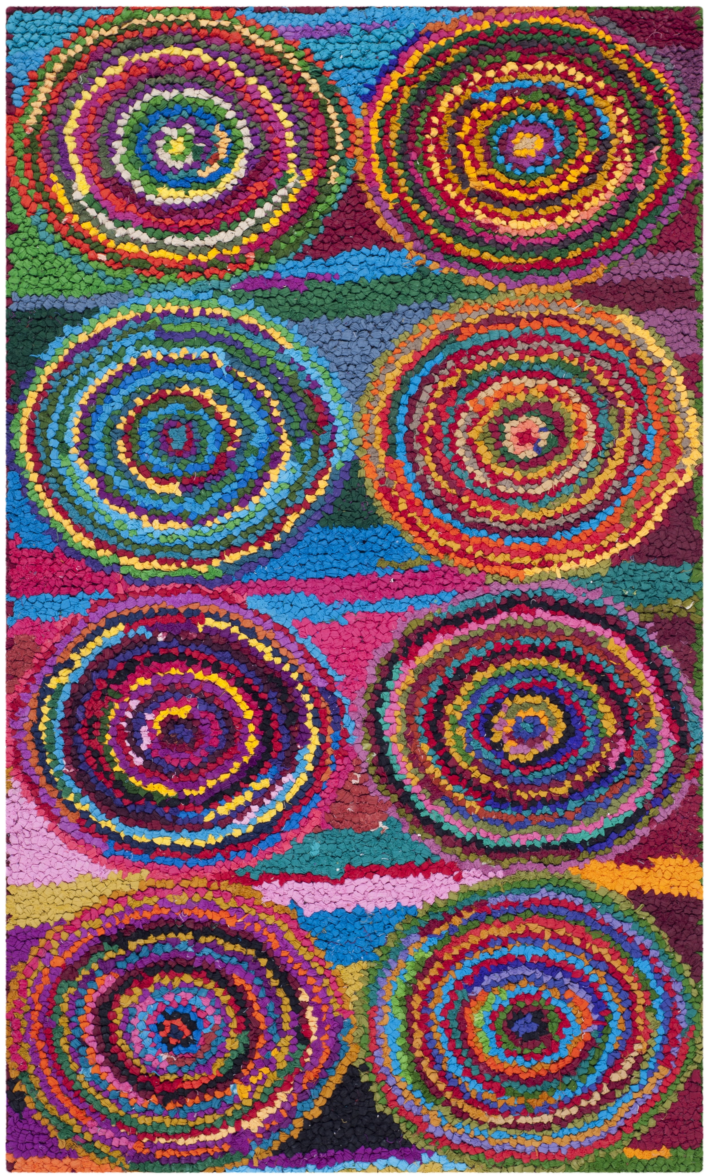 Crimson Tufted Elegance: Handmade Round Cotton Accent Rug