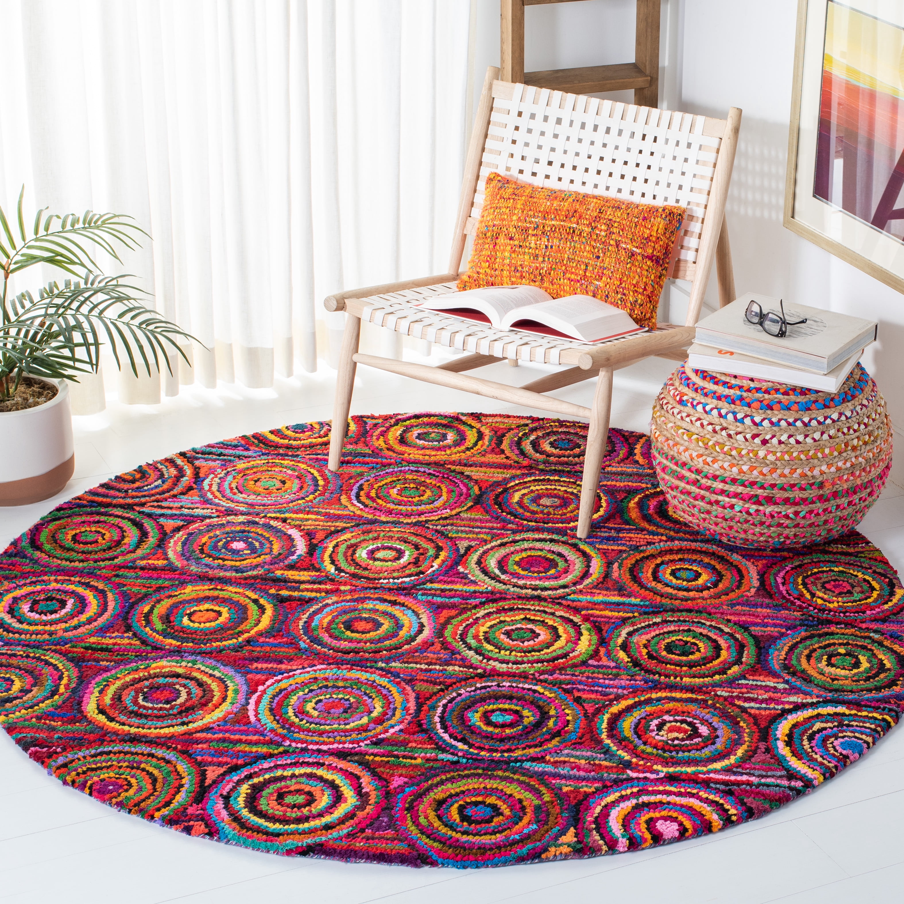 Pink Multicolor Rugs SAFAVIEH Nantucket NAN143A Handmade Pink / Multi Rug - Walmart.com