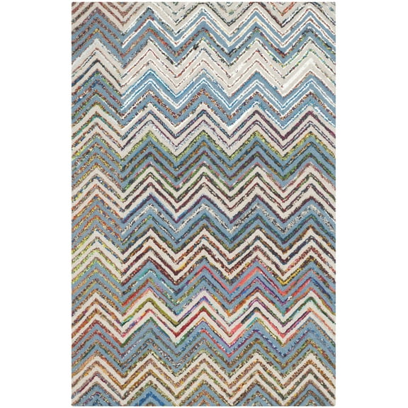 SAFAVIEH Nantucket Warner Striped Area Rug, Beige/Blue, 5' x 8'