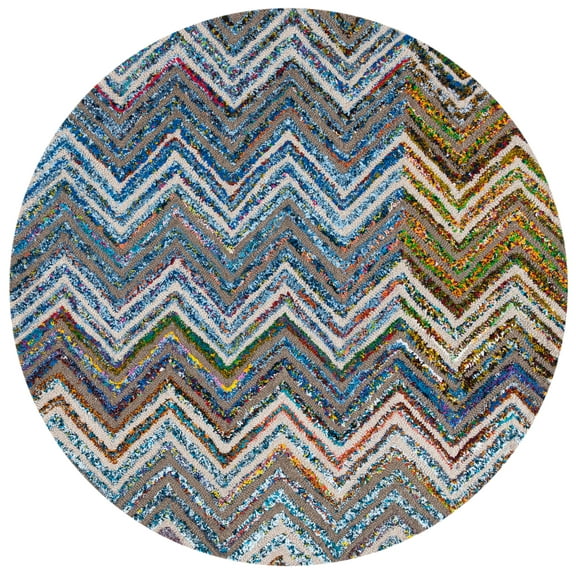 SAFAVIEH Nantucket Warner Striped Area Rug, Beige/Grey, 4' x 4' Round